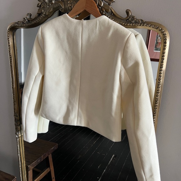 NWT Studio Women's Cream Textured Blazer - Picture 4 of 5